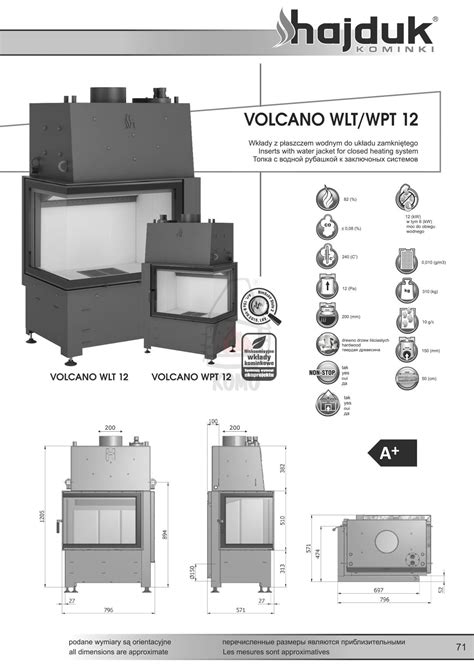 HAJDUK VOLCANO WPT 12 prawy Wkład z płaszczem wodnym narożny hajduk