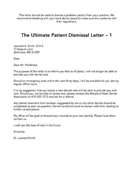 Discharge Patient Termination Letter Example