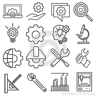 Engineering Icon Vector Set Manufacturing Illustration Sign Collection