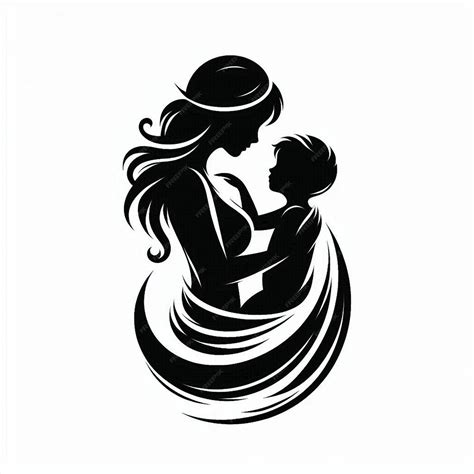Mae E Filho Contorno - Arte excepcional Mãe e Filho Silhueta vetor Contorno Desenho branco ...