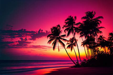 Hawaiian Sunset Palm Trees