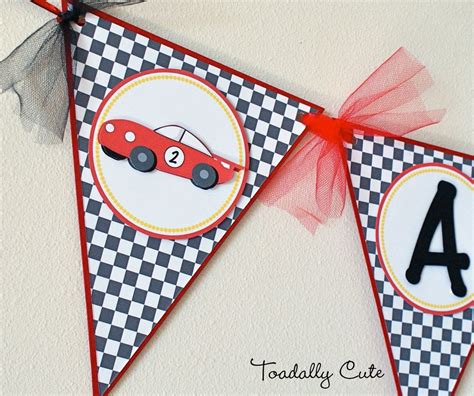 Race Car Birthday Banner Race Car Party Checkered Flag