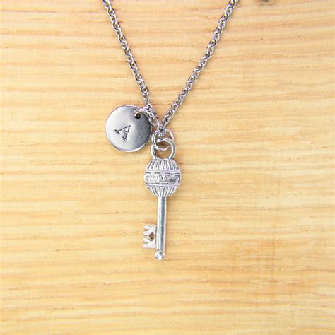 Skeleton Key Chain Silver Skeleton Key Charm Necklace Skeleton Etsy