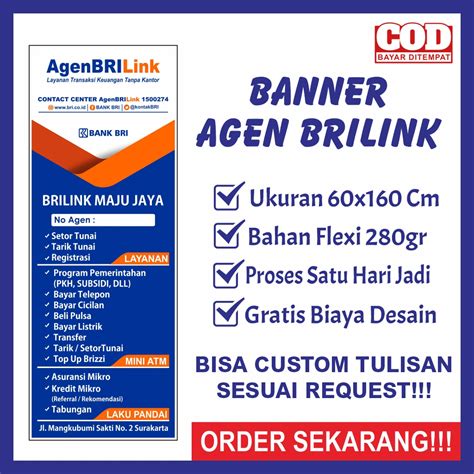 Banner Spanduk Agen Brilink Mobile Mitra Teras Bri Bank Transaksi