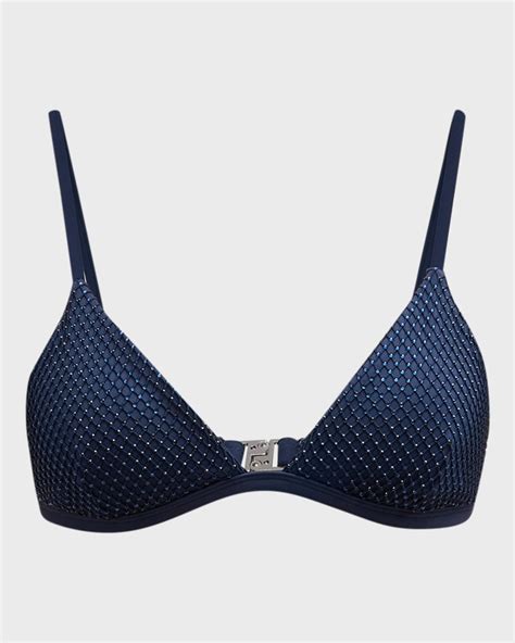 Simkhai Joelle Crystal Mesh Triangle Bikini Top Neiman Marcus