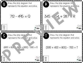 Adding And Subtracting With Strip Diagrams And Equations Task Card