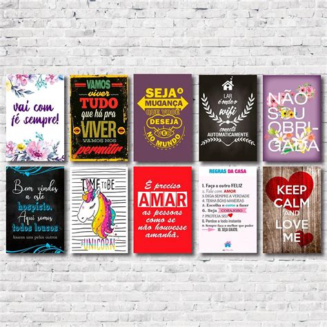 Kit Placas Decorativas Tema Frases Motivacionais Mdf Art Print