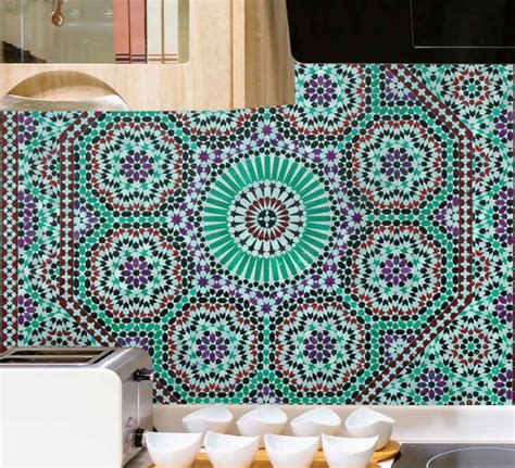 Papier Peint Mural Effet Texture Tuile Cercle Style Marocain TenStickers