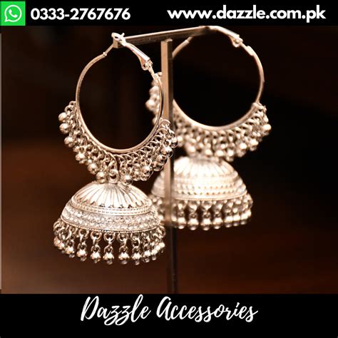 Silver Hooped Jhumka Earrings Dazzle Accessories