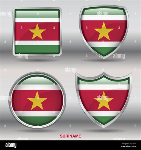 Suriname Flag 4 Shapes Flags States Country In The World With