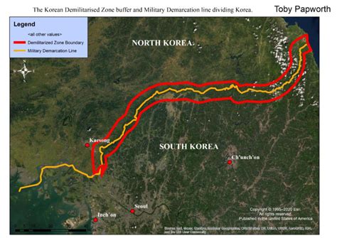 map  study area  korean demilitarized zone dividing south