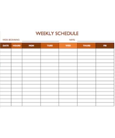 Free sample work schedule template - menscourses