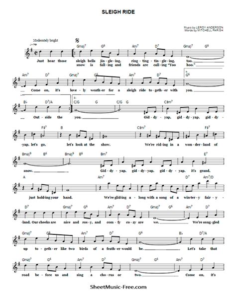 Sleigh Ride Flute Sheet Music Christmas (Flute) - ♪ SHEETMUSIC-FREE.COM