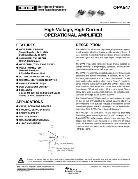 Pdf High Voltage High Current Operational Amplifier High Current