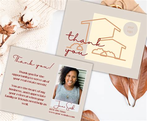 Realtor Thank You Card Template Thank You Card For Real Etsy