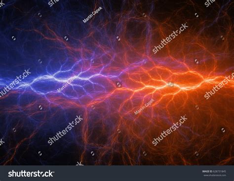 Fire Ice Abstract Lightning Background Clash Stock Illustration