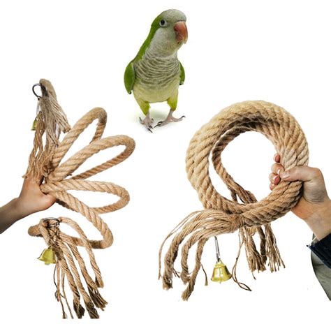 Sijiali M Bird Parrot Perch Spiral Cotton Rope Swing Climbing