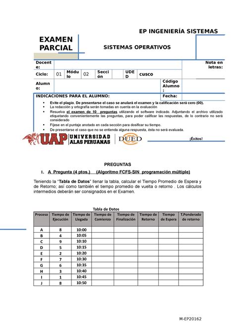 369393917 Examen Parcial Sistemas Operativos EP INGENIERÍA SISTEMAS