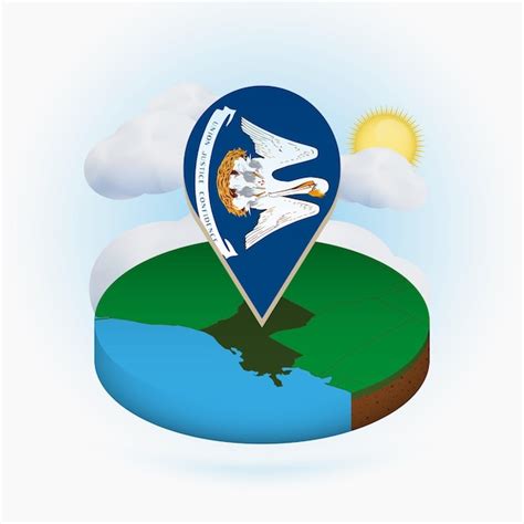 Premium Vector Isometric Round Map Of US State Louisiana And Point