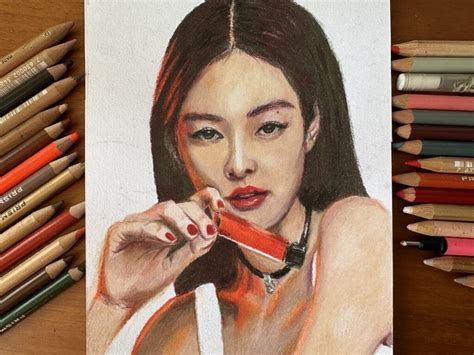 Draw Jennie Black Pink in Colored Pencils - Yen CreationsYen Creations