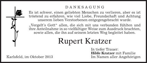 Traueranzeigen Von Rupert Kratzer Trauer Merkur De