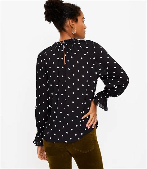 Dotted Bell Cuff Blouse