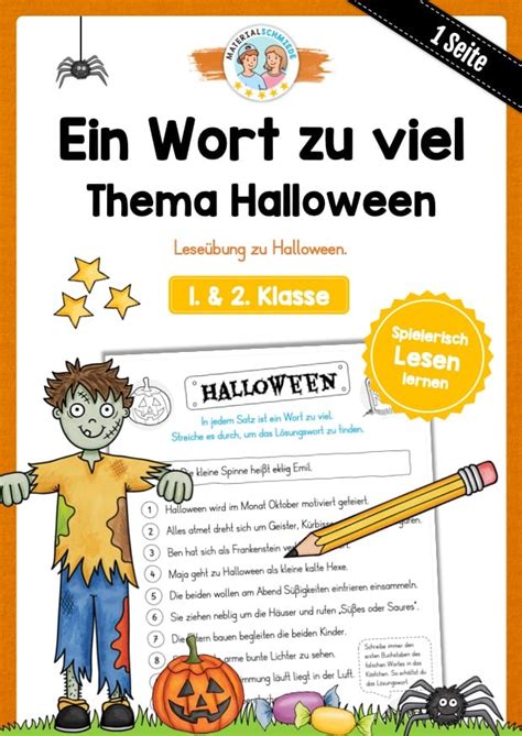 Leseübung zu Halloween Ein Wort zu viel