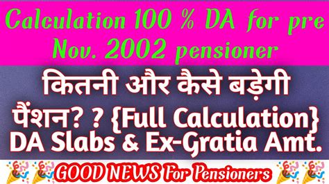 Calculation For Pension For Da Neutralisation Da Slabs For Pension