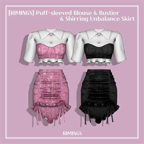 Rimings Puff Sleeved Blouse Bustier Shirring Unbalance Skirt Artofit