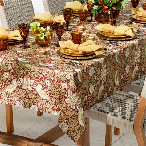 Morris And Co X Williams Sonoma Outdoor Strawberry Thief Tablecloth Williams Sonoma