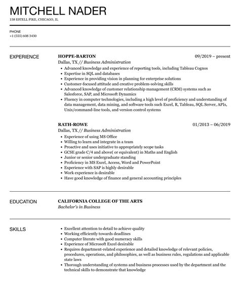 Business Administration Resume Skills