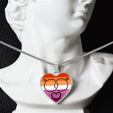 Personalized Lesbian Necklace Engraved Lesbian Jewelry Lesbian Flag