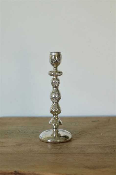 Vintage Silver Mercury Glass Candlestick Holder 9 Tall Etsy