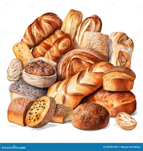 Bread Illustration, Realistic Bread, Bread Shop Stock Illustration ...