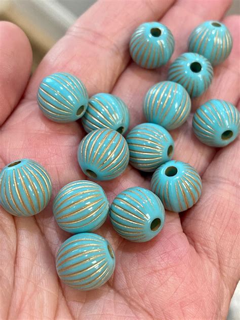 12mm Acrylic Beads Bracelet Beads Focal Beads Enlaced Beads Jewelry Beads Turquoise Beads