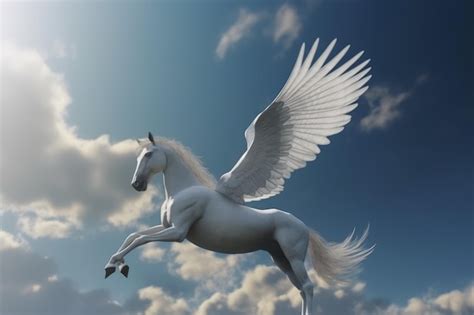 Premium Photo Pegasus Flying On Sky Generate Ai