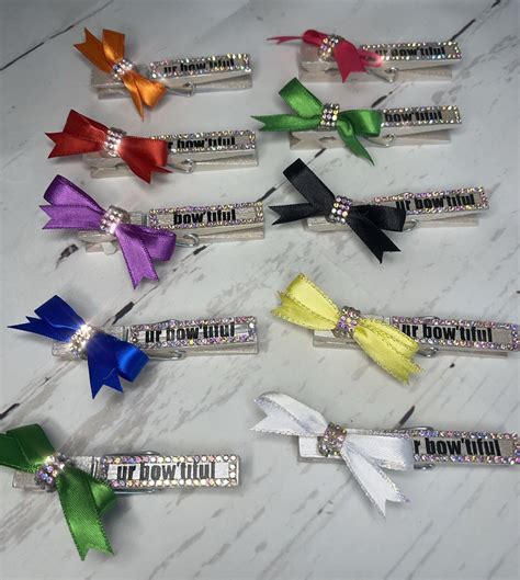 Pack Of 10 Cheer Pins With Rhinestones Bows Vinyl Lettering