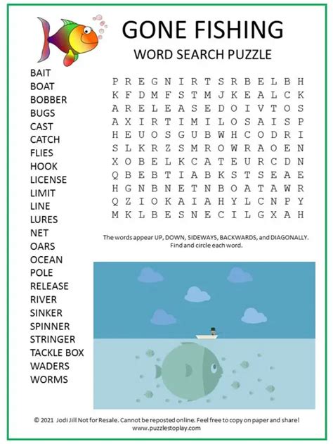 Gone Fishing Word Search Puzzle Puzzles To Play