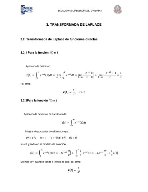 Transformada Directa 3 Transformada De Laplace 3 Transformada De