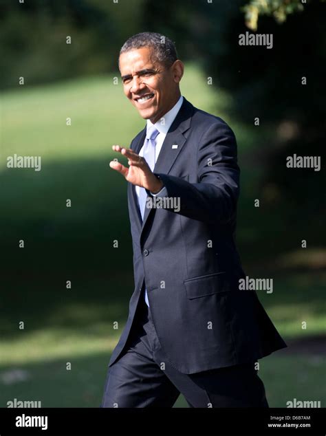 United States President Barack Obama Waves As He Walks From The Oval Office To Marine One Prior