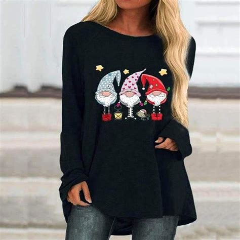 Weihnachten Pullover Langarmshirt Damen Weihnachten Oberteile Oversize