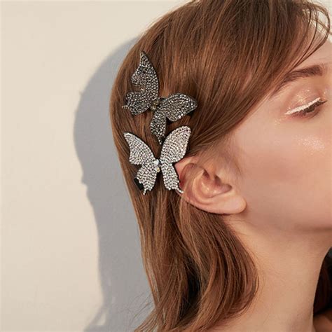 Glamour Butterfly Hair Clip Rhinestone Butterfly Hair Clip Etsy