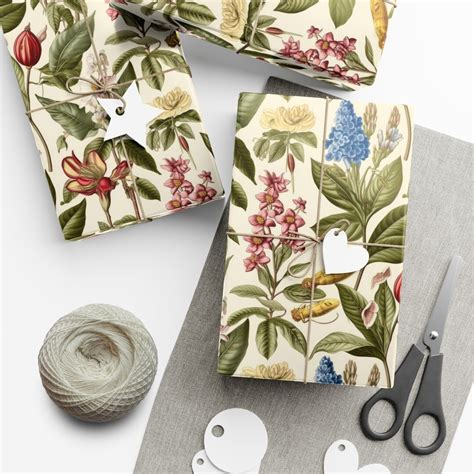 Vintage Botanical T Wrap Christmas Floral Wrapping Paper Wildflower