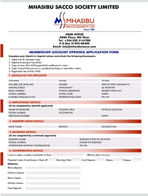 Mhasibu Sacco Membership Application Form - Fill Out and Sign Printable ...