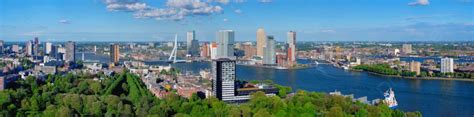 Panorama Of Rotterdam City And The Erasmus Bridge Erasmusbrug Over