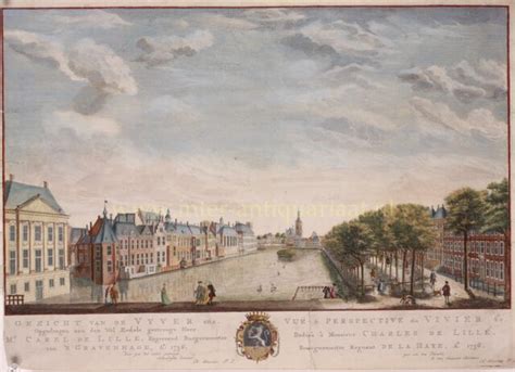 Originele Antieke De Eeuwse Gravure Hofvijver Den Haag Torentje