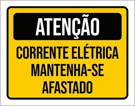Placa De Sinalização Atenção Corrente Elétrica 27x35 Sinalizo