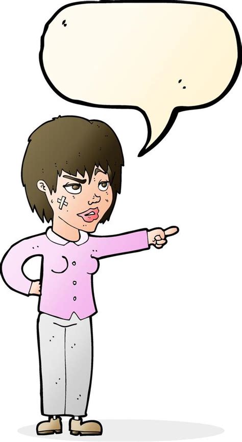 Cartoon Woman Pointing With Speech Bubble 12312482 Vector Art At Vecteezy