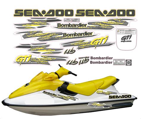 Seadoo Gti 1997 Graphics Decal Sticker Kit Grey Etsy