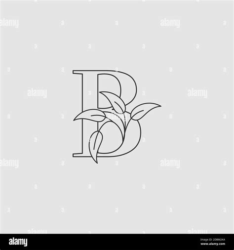 Outline Letter B Initial Logo Icon Monogram Nature Leaves Template